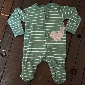 Carter's Teal Striped Footie with Seal Appliqué